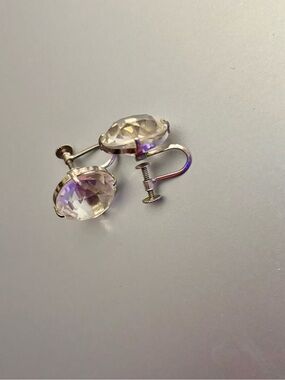 EVCO Clear Faceted Drop Screw-Back Earrings